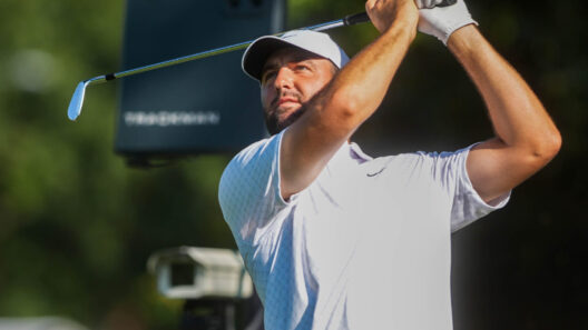 Scottie Scheffler tees off on the eighth hole during the FedEx St. Jude Championship Pro-Am at TPC Southwind in Memphis, Tenn.,