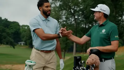 Jayson Tatum gets golf tips from PGA Tour pro Keegan Bradley