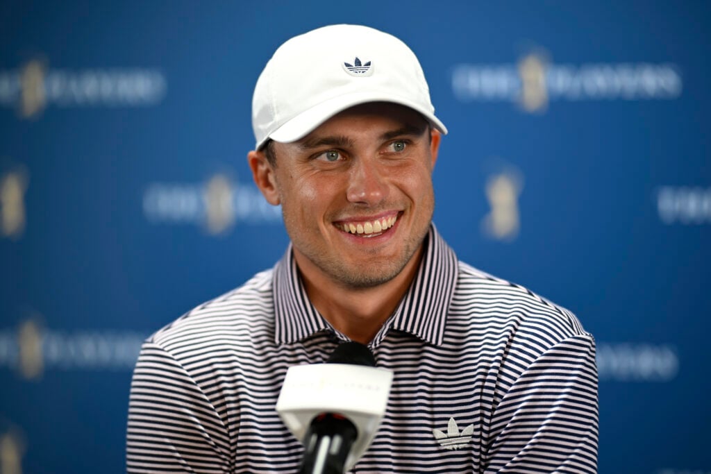 Ludvig Aberg speaks to the media after his second round of THE PLAYERS Championship at TPC Sawgrass