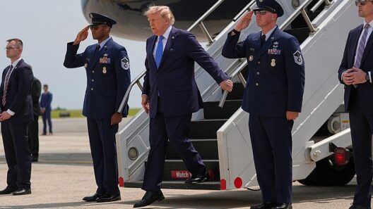 President Donald Trump disembarks Air Force One at John F. Kennedy International Airport, Friday