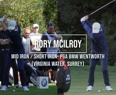 Rory McIlroy Golf Swing Mid Iron & Short Iron (face-on) BMW PGA Wentworth, September 2019.