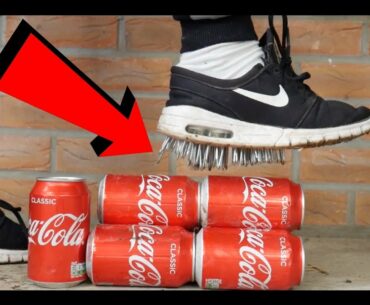 Spiked shoes vs coke cans