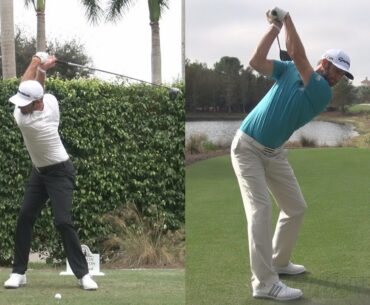 DUSTIN JOHNSON - LONG DRIVER GOLF SWING SYNCED REG & SLOW MOTION 1080p HD