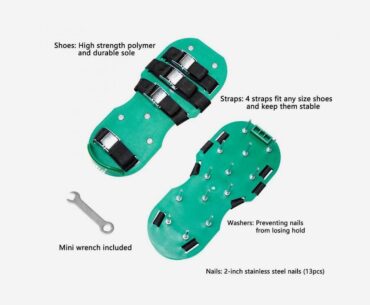 Lawn Aerator Shoes with 4 Straps and Heavy Duty Metal Buckles - Spiked Sandals Shoes