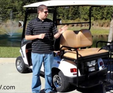 Golf Bag Holder for Golf Carts with Rear Facing Seat, by Bintelli Electric Vehicles