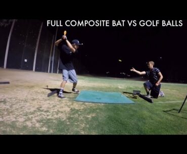 Hitting golf balls with a baseball bat!! (got kicked out)