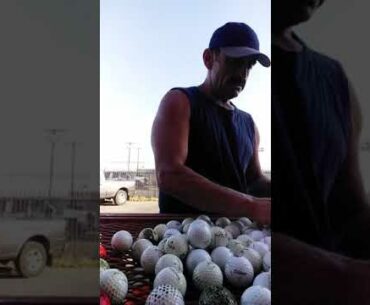 Cleaning golf balls the correct way.  No scrubbing