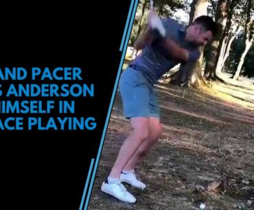 James Anderson tees off, hits golf ball in the head
