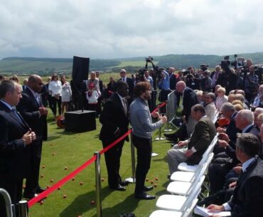 Protester throws 'Nazi' golf balls at Trump in Scotland