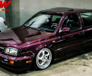 VW Golf MK3 VR6 Bagged on Porsche Twist Rims Tuning Project