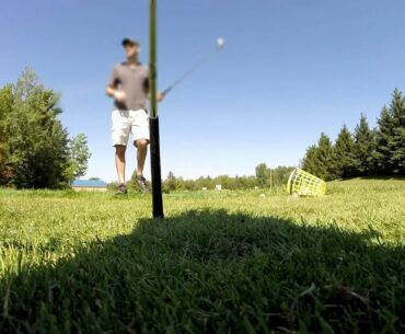 Golf Swing Fail / Win - NOTHING BUT RUBBER TEE!  Ball falls back in place