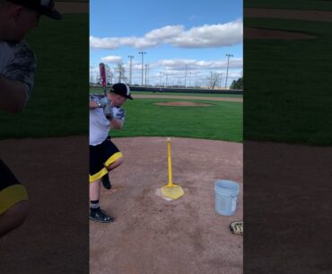 Hitting off the tee on the field