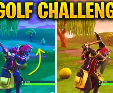 Hit a Golf Ball from Tee to Green on different Holes LOCATIONS FORTNITE WEEK 5 CHALLENGES SEASON 5