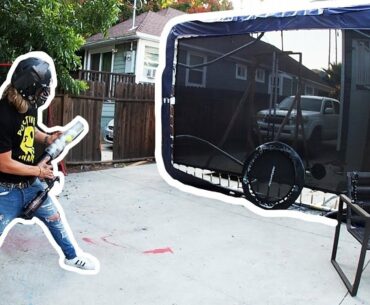 Shooting Golf Balls at a Trampoline!