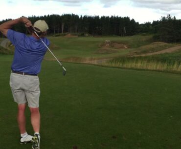 Cabot Cliffs- hole 14- Jamie tees off