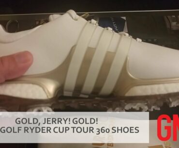 These GOLD adidas Golf shoes look like the Ryder Cup
