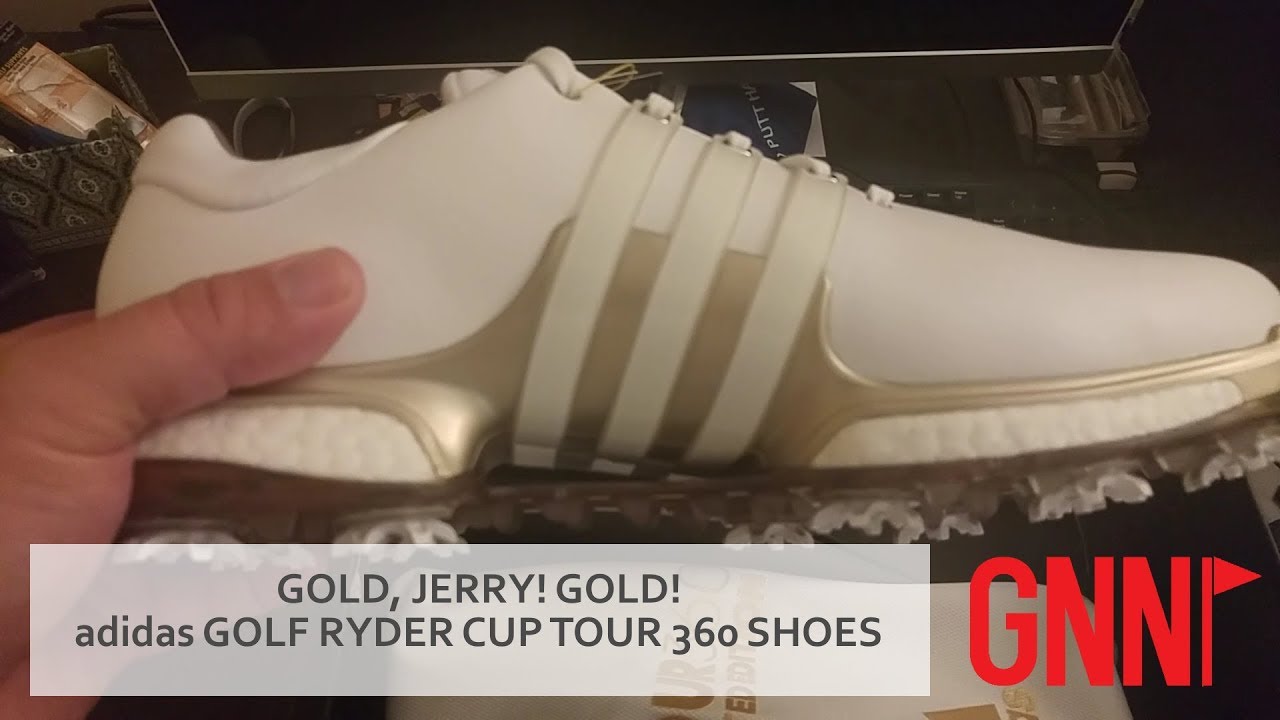 These GOLD adidas Golf shoes look like the Ryder Cup These GOLD adidas Golf shoes look like the Ryder Cup