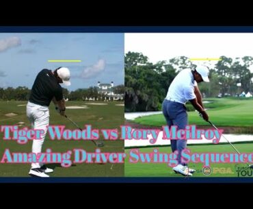 Tiger Woods vs Rory Mcilroy Amazing Driver Swing Sequence, タイガーウッズvsロリーマシロイアメージングドライバースイングシーケンス