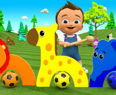 Colors for Kids to Learn with Little Baby Fun Play Soccer Balls Hammer Animals Golf Balls Toys 3D