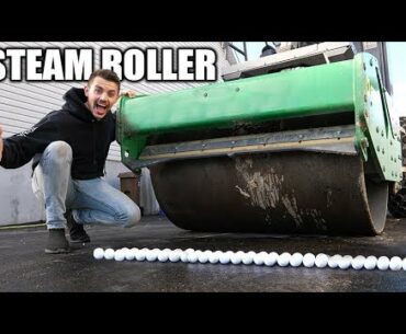 Road Roller vs 100 Golf Balls!! YOU WON'T BELIEVE WHAT HAPPENS..