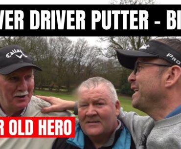76 YR OLD GOLFER HITS DRIVER DRIVER PUTTER FOR A BRIDIE