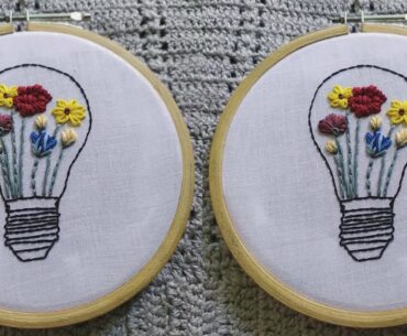 Embroidery Challenge #13 || Floral Bulb Embroidery For Beginners || Hoop Art || Let's Explore