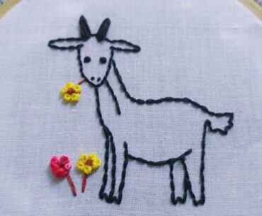 Embroidery Challenge #10 || Goat Embroidery For Beginners || Modern Embroidery  - Let's Explore