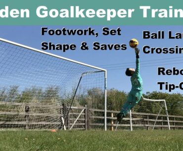 Henry & Dad Garden Training - Overhead Saves, Catching Corners from the Ball Launcher, Footwork