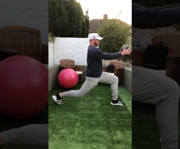 Split stance weighted ball press