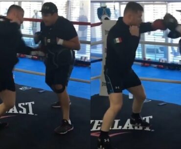 CANELO PERFECT BODY SHOT TECHNIQUE USING ONLY ONE GLOVE, TRAINING FOR GGG TRILOGY?