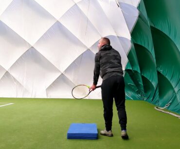 Launch / Jump Serve - Practice Swing Launching Up onto Mats using Platform & Pinpoint Stances