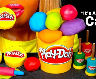 ASMR EATING CAKE @Play-Doh EDIBLE ROLLING PIN, PLAY-DOH TUB, LIDS, OREO PLAY-DOH CAKE POP MUKBANG 먹방