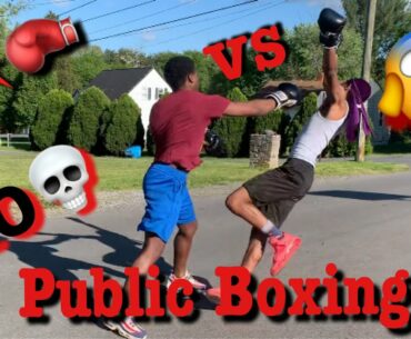 PUT THE GLOVES ON PUBLIC BOXING🥊😱( NO RULES CRAZY KO!!!)