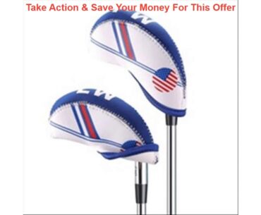 Deal 10Pcs White & Blue USA Flag Abrasion Resistant Durable Golf Club Iron Head Covers Protector Se
