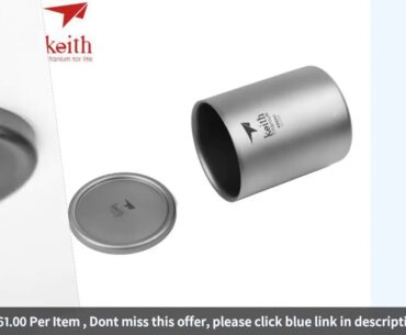 Keith Pure Titanium Double Wall Water Mugs Titanium Lid Drinkware Outd