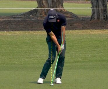 Adam Scott Swing Overlay.  Showing the Handle Position at Address versus a lag Impact.