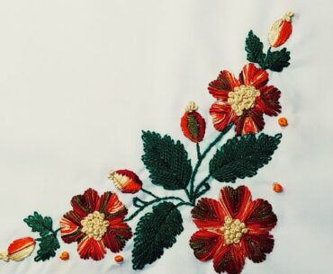 Easy and beautiful hand embroidery pillow cover design 2020, hand embroidery flower design