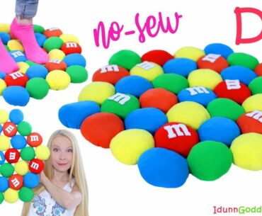 DIY M&M's Rug Out Of Old T-Shirts - How To Make A No-Sew Rug Shaped Like A Bunch Of Giant Candies
