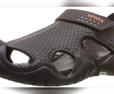 Review Crocs Men's Swiftwater Mesh Sandal, Black/Charcoal, 10 M US