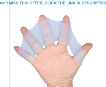 Deal 1 Pair Frog Silicone Hand Swimming Training Flippers Swim Palm Finger Webbed Gloves Paddle Imp