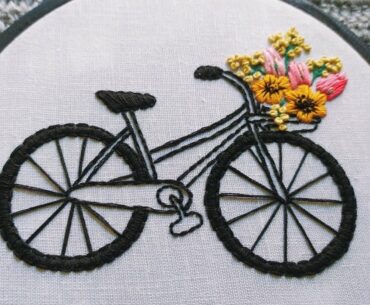 Beginners Hand Embroidery Bicycle🚲|| Creative Embroidery Art || Embroidery Hoop Art - Let's Explore