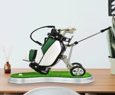 Golf Gift Leather Golf Pens Holder With Oval Lawn Base Unique Birthday