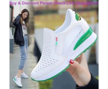 Best women running Shoes Female Summer Breathable Hollow Hidden Wedge sneakers