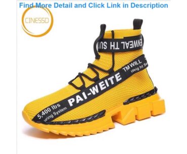 CINESSD New Style Sock Running Shoes High-Top Thick Bottom Chunky Sneakers Men Breathable Flying W