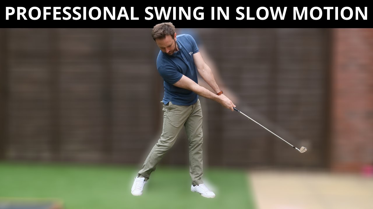 THE PROFESSIONAL GOLF SWING IN SLOW MOTION FACE ON CAMERA ...