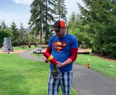 Beanbag golf with “bowling pin” holes
