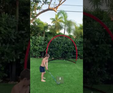 Who's Luke working on his golf swing after a intense aqua workout