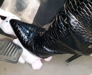 Plushie Pedal Pumping & Revving Trample With Shiny Ankle High Heel Stiletto Boots - PREVIEW