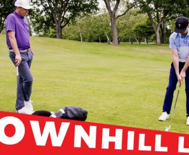 How to hit IRONS from a DOWNHILL LIE
