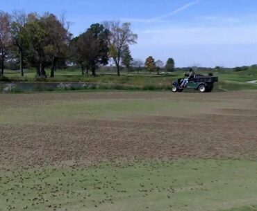 Aerifying the tees & greens 2012